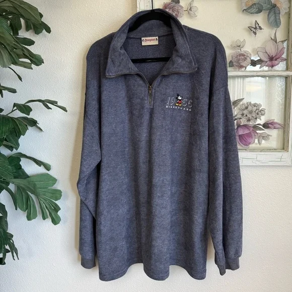 Disneyland 1955 Mickey Mouse Quarter Zip Fleece Pullover