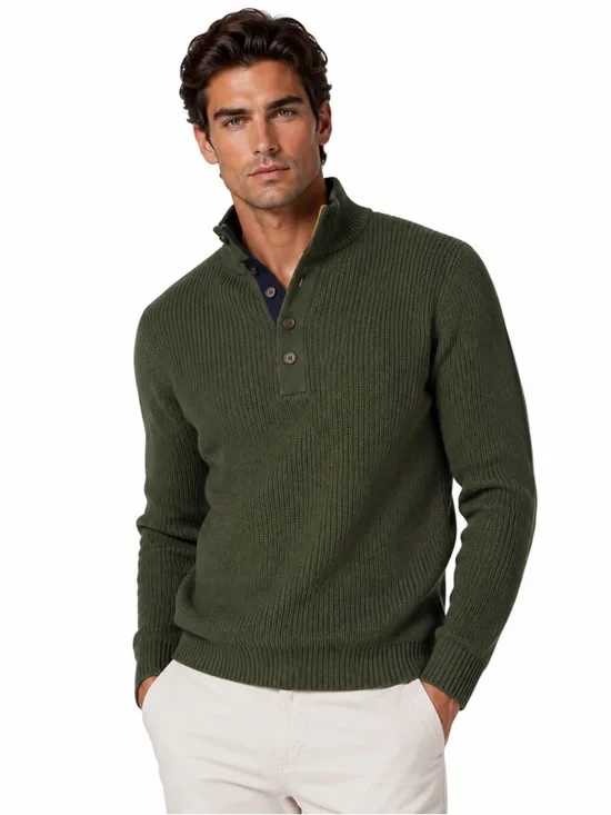 Collars & Co Kennebunkport Olive Green Rib Knit Pullover Sweater Size M NWT