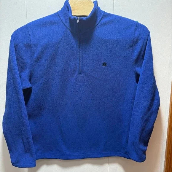 Brooks Brothers 346 Mens Royal Blue Quarter Zip Fleece‎ Pullover Sweater Large