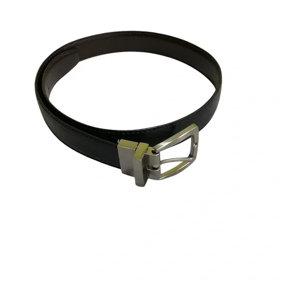 Dockers Reversible Bonded Leather Belt Sz 22-24 Nickel Black Brown