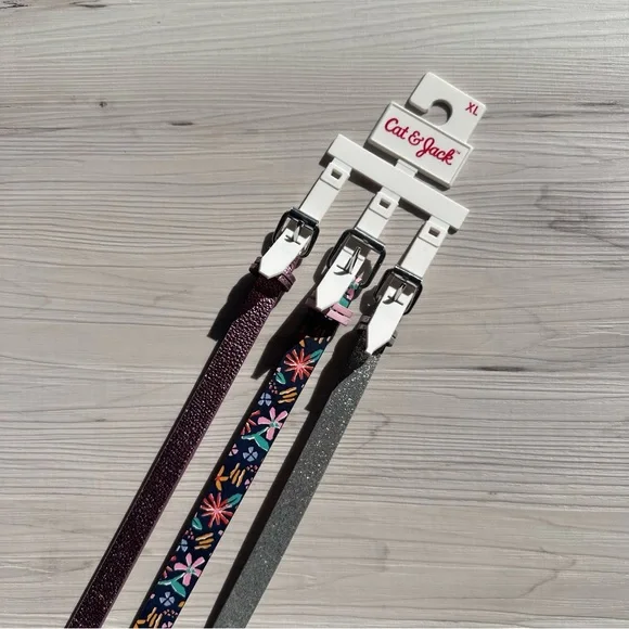 NWT Cat & Jack Kids' Belt Set - Purple, Multicolor, and Silver
