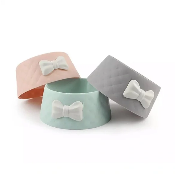 🌸HP🌹 Dog bowl water food pink bow cute pet dish