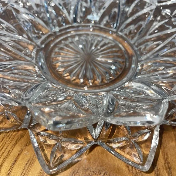 1960s Vintage Clear Federal Glass Petal Cross Plate and Round Coupe‎ Bowl