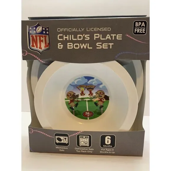 NFL San Francisco 49ers Child's Plate And Bowl Set NFL kids Officially‎ Licensed