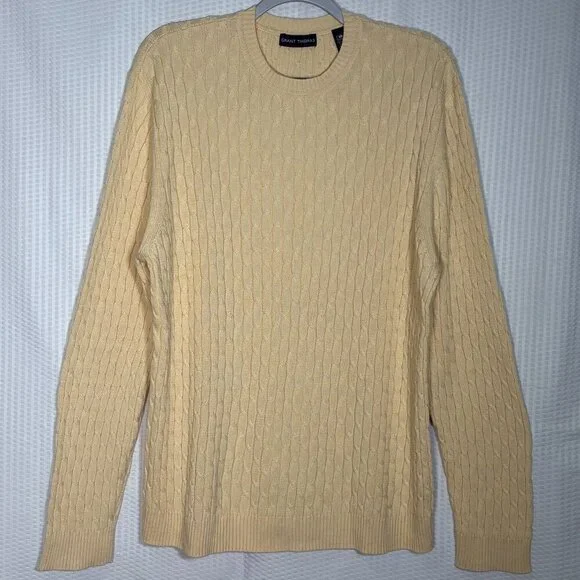 Grant Thomas Mens XL Cable Knit Old Money Sweater Tennis Preppy Academia Layers