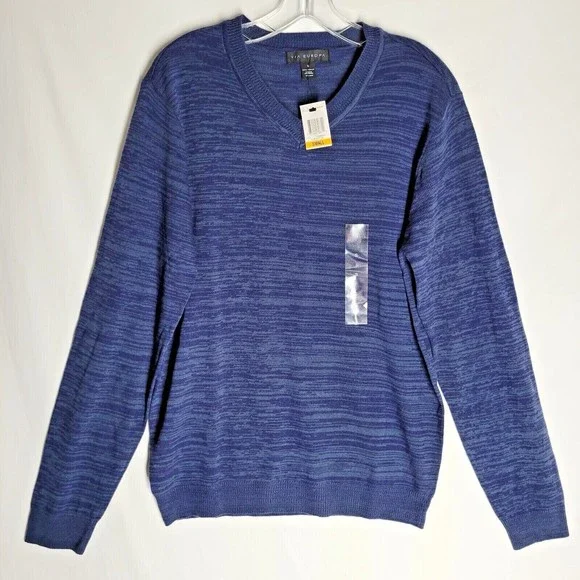 NWT Via Europa Men's Sweater Blue V Neck Long Sleeve Size Small
