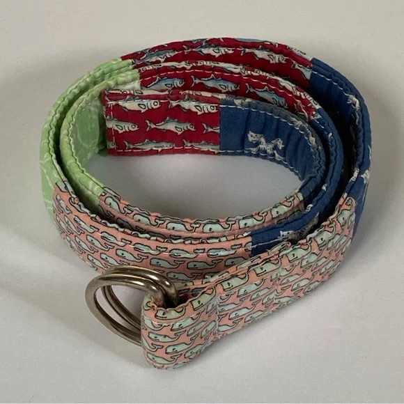Vineyard Vines Belt Size Large Boy’s D Ring Canvas D-Ring Patchwork Preppy girls