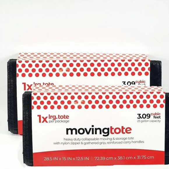 2 Natural Home Collapsible Moving Tote Large Storage Bag 23 gal 3 cu ft 28x12x15