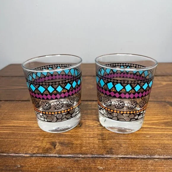 IKEA Murkla Multi-Colored Juice Cocktails Old-Fashioned Whiskey Glass Set of 2