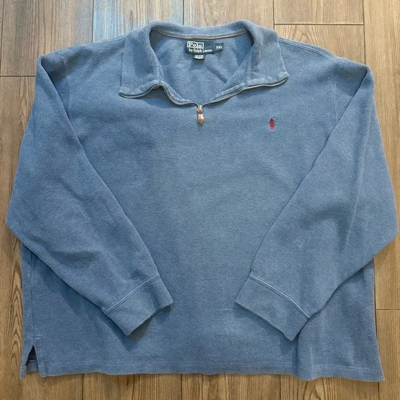 Polo Ralph Lauren Quarter Zip Pullover Sweater Men’s XXL Blue Cotton LNC