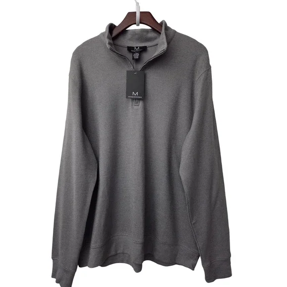 Magaschoni‎ 1/4 Zip Long Sleeve Sweater Top Men Size Large Gray NWT