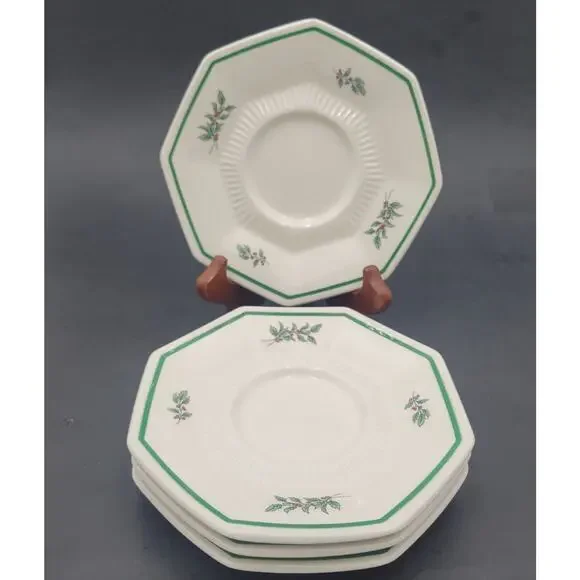 4 Vintage Nikko Christmastime 6'' Saucer Plates White