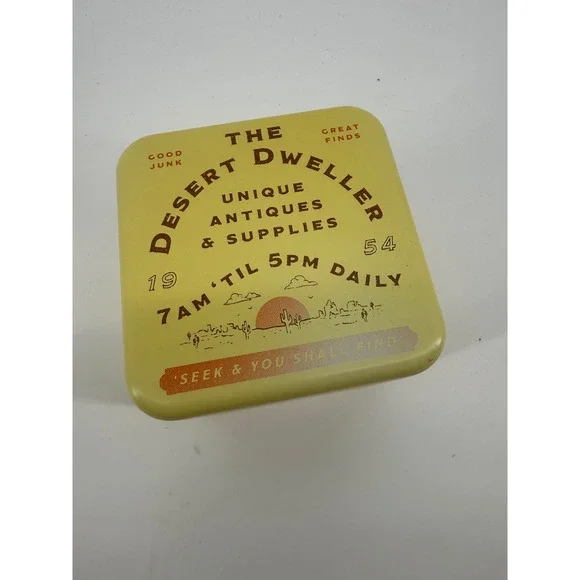 Fossil Watch CASE ONLY Desert Dweller Unique Antiques & Supplies Yellow Tin Box‎