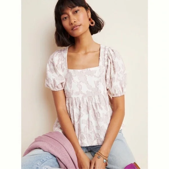 Anthropologie / Maeve Batia Textured Babydoll Top Sz XS