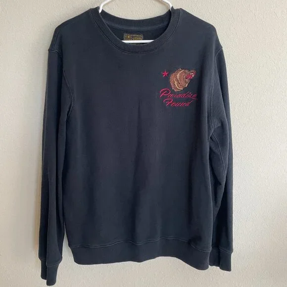 LUCKY BRAND Sweatshirt Mens L Blue Crewneck California Bear Paradise Found