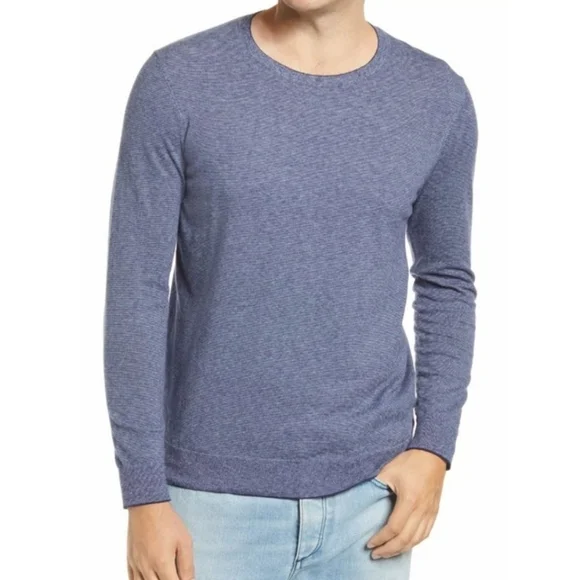 Bonobos Mens Blue Slimfit Longsleeve Feeder Striped Sweater