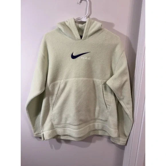 Vintage Y2K Nike Center Swoosh‎ Fleece Hoodie Women's Small Lime Green