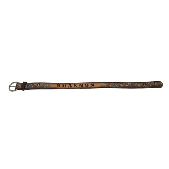 Shannon Name Engraved Girls Belt Size 22 Mallory Western Cowgirl Farm Aztec
