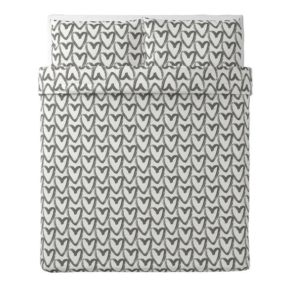 IKEA Duvet Cover + 2 Pillowcases (King) Heart Valentine LYKTFIBBLA