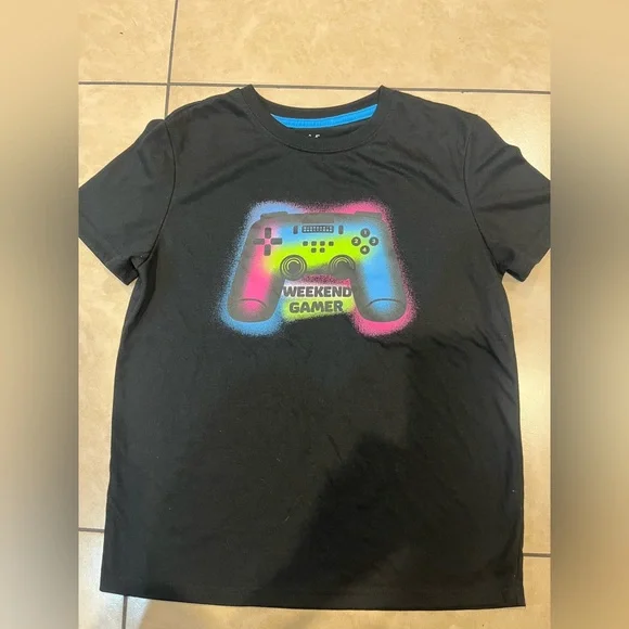 Cat & Jack Black T-Shirt with Colorful Controller Design
