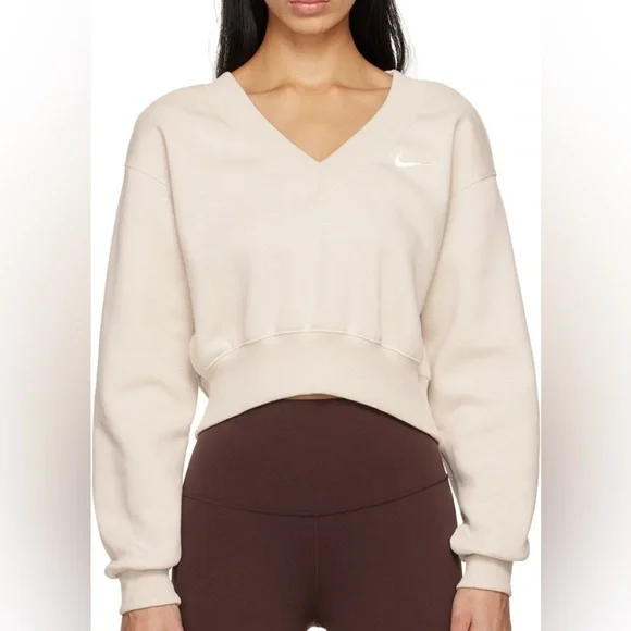Nike Sportswear Phoenix Fleece Women's Cropped V-Neck Sweatshirt Size: Large