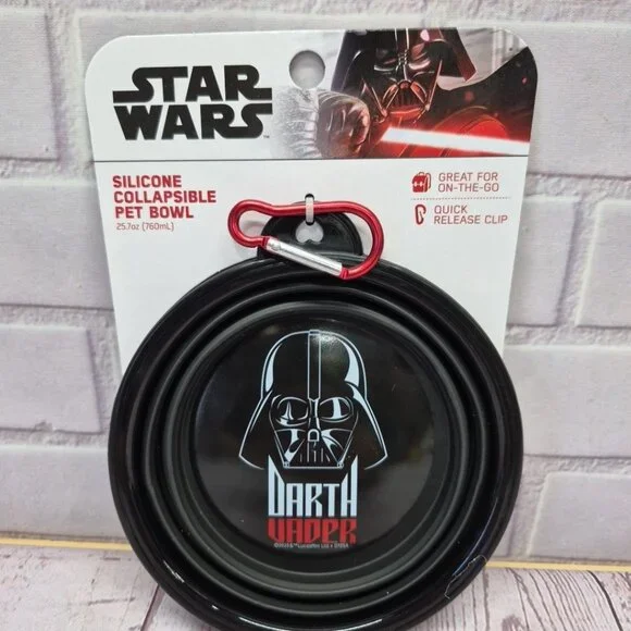Star Wars Darth Vader Collapsible Pet Silicone Bowl 25.7oz Silcone Clip On