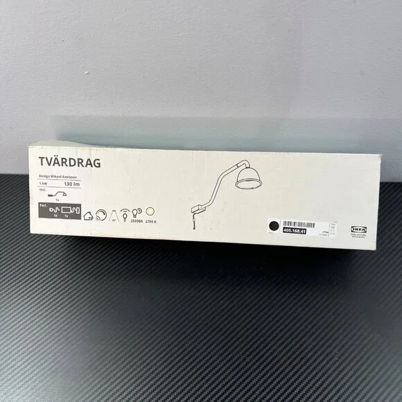 Ikea TVÄRDRAG Cabinet Lighting Led Lamp Steel Black NEW 405.168.41