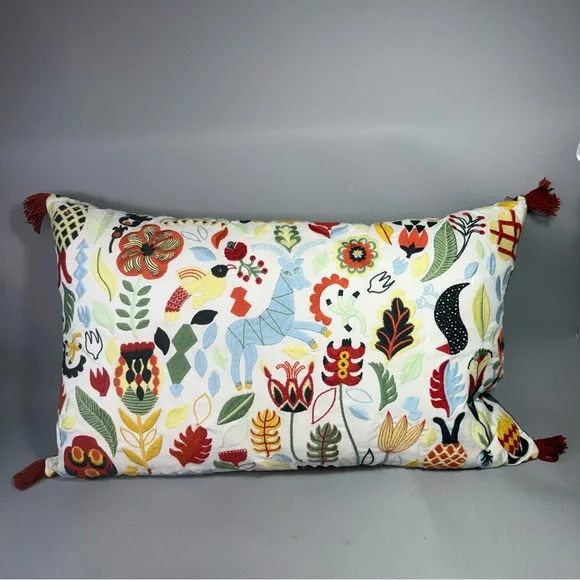 IKEA Rodarv Embroidered Decorative Throw Pillow Cover 16x26