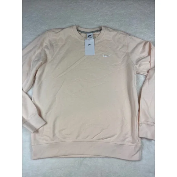 Nike Sportswear Essential Crewneck Sweatshirt Peach Pink Embroidered Swoosh L