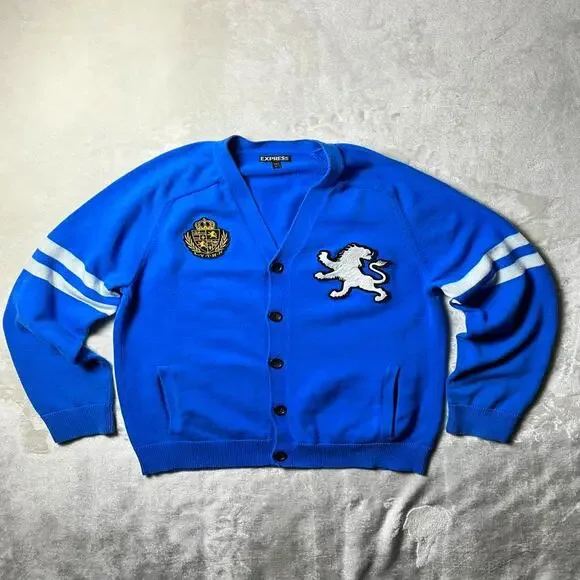 Academia Express Varsity Letterman Cardigan Sweater Men's L Rugby University