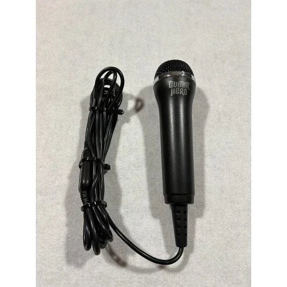 Guitar Hero Wired USB Microphone Black Tested Works PS3 Xbox 360 Wii PC Mic