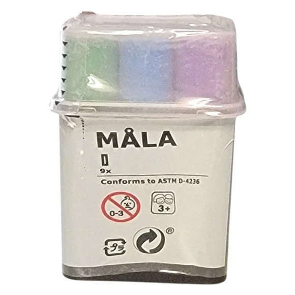 Ikea MALA Chalk‎ 9 Pc Multi Color Art Supplies Kids Crafts Drawing Coloring