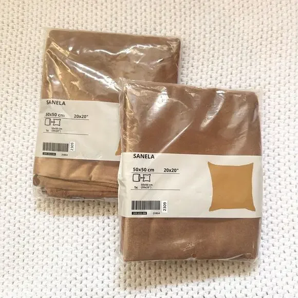 IKEA Sanela Tan Beige Velvet Throw Pillow Covers 20