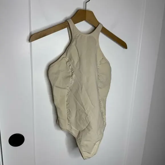 Nike Yoga Stretch Knit Cream Nude Tank Bodysuit Size Small