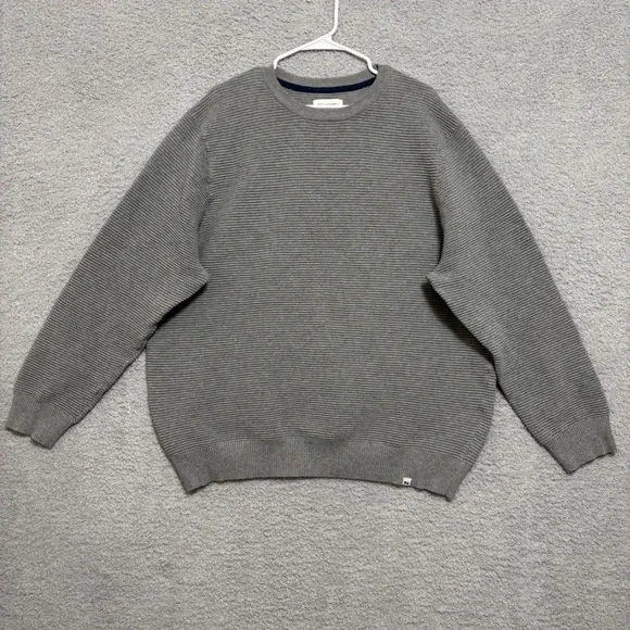 Gray Ribbed Crew Neck Pullover Sweater Size XXXL Workwear Neutral