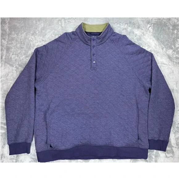 UNTUCKit Garrison Blue Quilted Snap Mock Neck Pullover Sweatshirt Mens XXXL 3XL