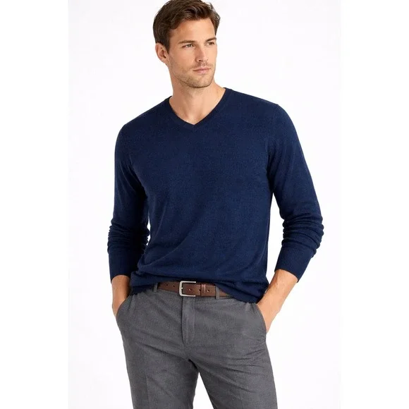 Joseph &‎ Lyman Merino Wool Sweater Mens XL Blue V Neck Classic Old Money Preppy