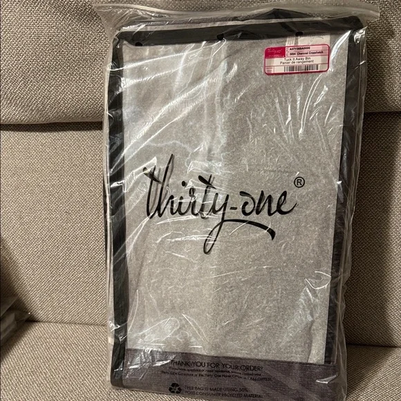Thirty-One Tuck it Away Bin NEW charcoal cross hatch