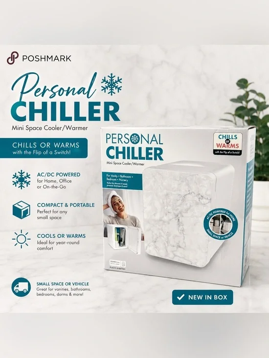 NIB Personal Chiller Mini Fridge Cooler & Warmer Marble Print AC/DC