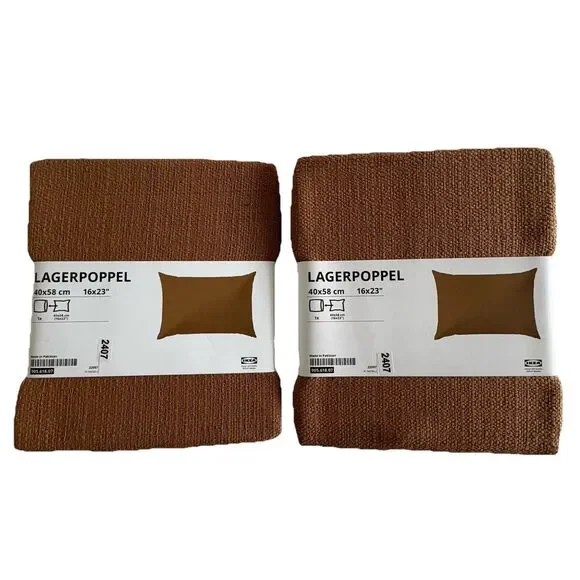 IKEA LAGERPOPPEL Pillow Covers Set Of 2 Brown Textured 16 x 23
