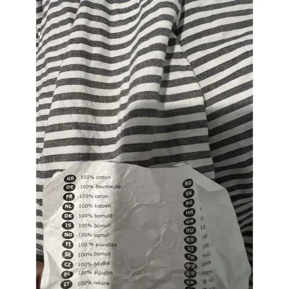IKEA SOLFIBBLA WHITE/grey STRIPE FULL DUVET Cover Cotton 80x86”