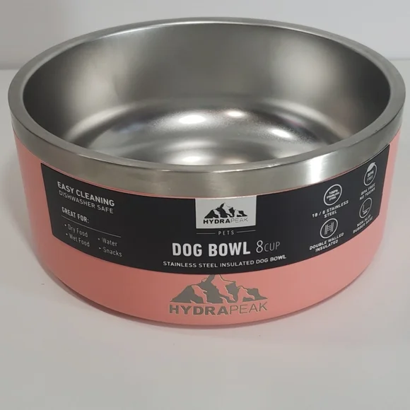 HydraPeak Pets Stainless Steel Dog Bowl 8 Cups