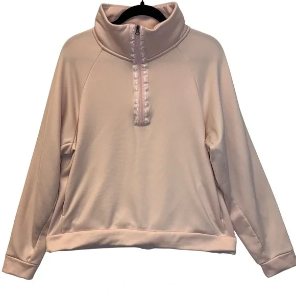 Nike Women's Pink Quarter Zip Super‎ Soft Pullover Sweatshirt Size Medium