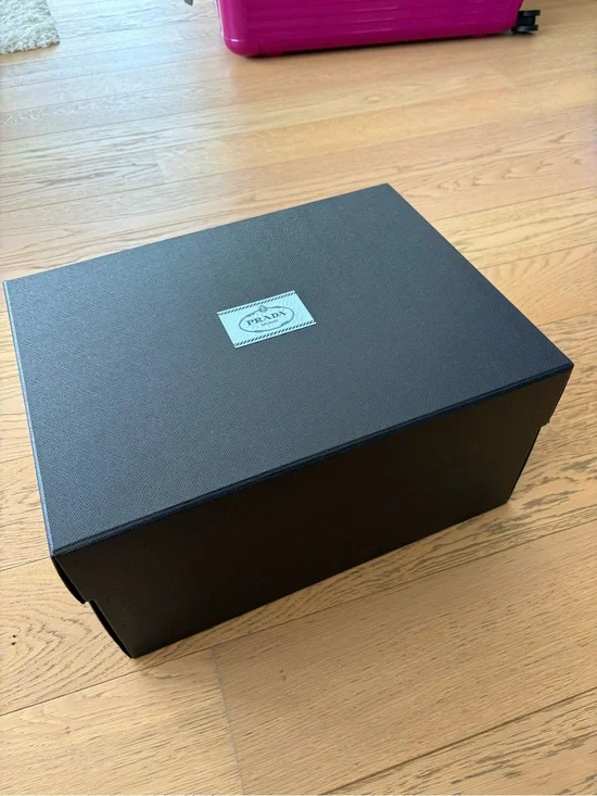 Prada Navy Blue Textured Large Gift Logo Box with Ribbon