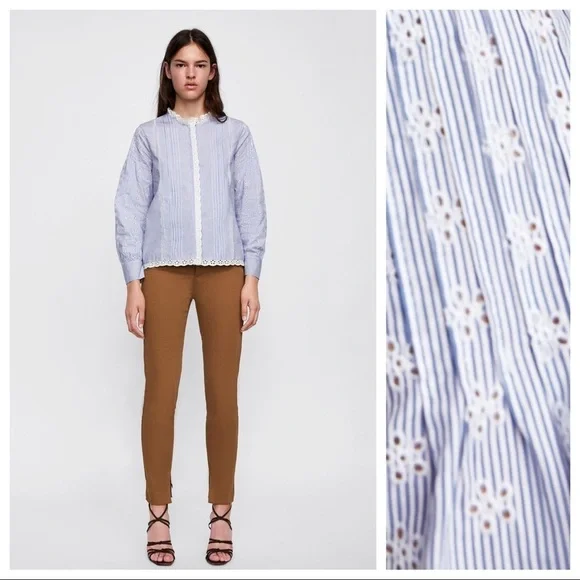 🌹NWT. Zara White/Blue Striped Shirt. Size XS, S.