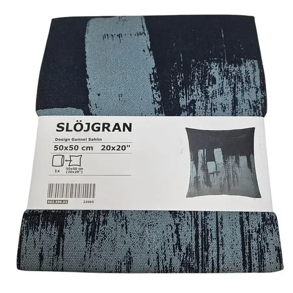 NEW Ikea Slogran 20x20 Pillow Sham Navy Gunnel Sahlin Modern Cotton Stripe