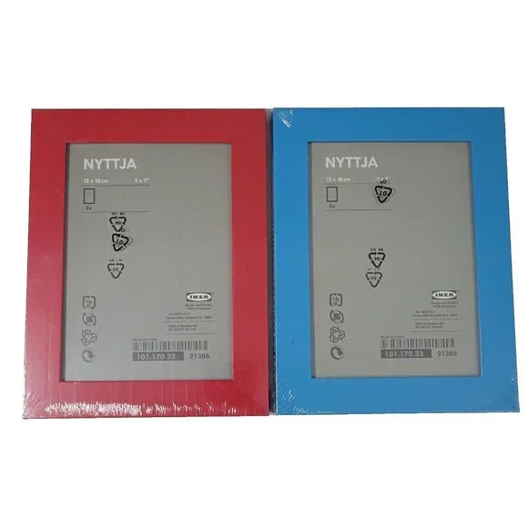 IKEA NYTTJA‎ Picture Frame Sets 5x7 Inch Red Blue Set of 4 Discontinued Sealed