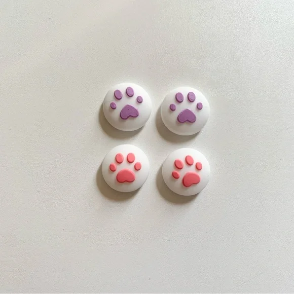 Nintendo Switch - 2 Pairs 4 Pieces Purple Pink Paws Thumb Grip Cover