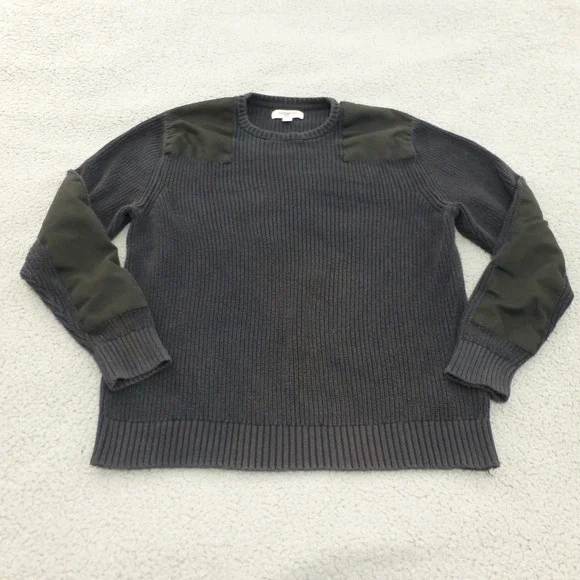 Goodthreads Sweater Mens Medium Black Military Elbow Patches Utility Cotton