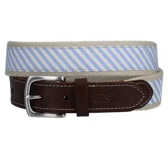 Vineyard Vines Boys' Classic Stripe Canvas Club Belt Blue White Size 24